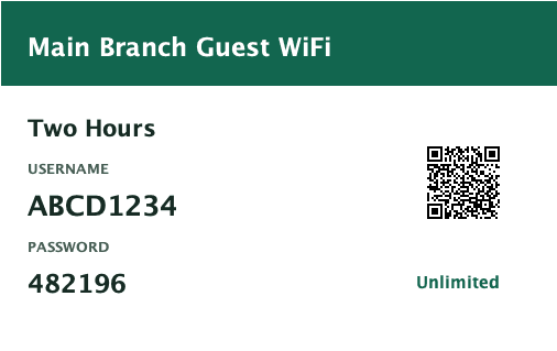 Reception, event, and low-ink access formats