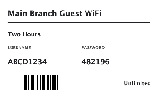 Reception, event, and low-ink access formats